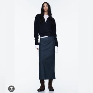 NWT Zara Denim Midi Skirt with Side Zipper
